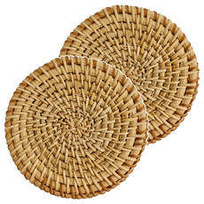 沐慕家居 耐用杯墊, 藤編 棕色, 2個