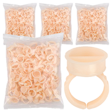 LaMon LASHMONSTER 矽膠環形容器 高級款 雙用型 100入, 米色系, 4個