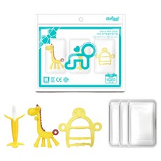 ange 手環固齒器組合 香蕉 + 長頸鹿 + 長頸鹿手環, 牙刷 + 固齒器 + 手環型固齒器 + 3種專用收納盒, 黃色(手環型固齒器), 1套