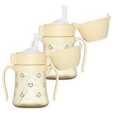 그로미미 PPSU 유아용 빨대컵, 200ml, 2개, 버터