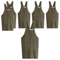 C.O.B 透氣棉麻圍裙, 6個, 深綠色