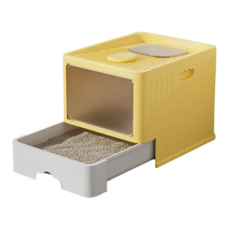 iCat 寵喵樂 特大號經典款高邊抽屜式貓砂盆 橙色 PP材質, 48 x 38 x 37cm, 1個