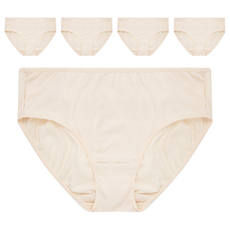 Base Alpha Essential 女性日常棉質彈性內褲 5件組, 米色