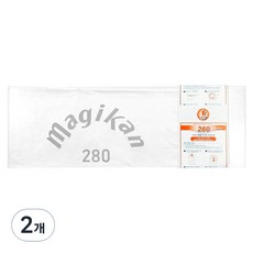 매직캔 매직롤 280 로고 인쇄 리필 비닐 봉투 화이트, 2개