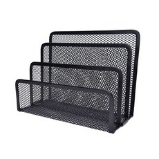 AHOYE 鐵製桌面文件架 金屬網格耐高溫烤漆, 黑色, 3層
