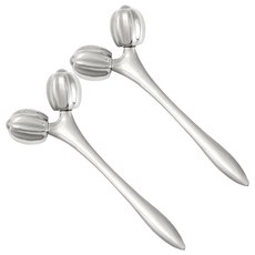 BACOZEL 臉部下巴金屬按摩滾輪棒, 銀色, 2個