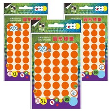 鶴屋 圓形 螢光標籤 152B 紅色, 3個, 280個裝