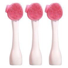 Bacomgel 多功能矽膠臉部去角質刷, 白色 + 粉紅色, 3個