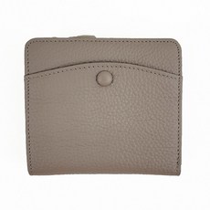 頭層牛皮9卡位短夾女夾 灰色 拉鍊+搭釦, 10 x 10.8 x 2 cm