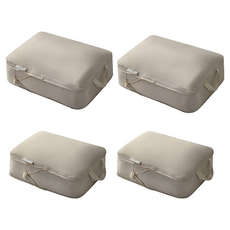 大容量手拉式雙拉鍊衣物壓縮袋, 4件, 1組