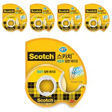 스카치 재접착 양면 테이프 238 19mm x 5.08m, 투명, 5개