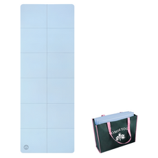 Homegym TPE好觸感無味加厚瑜珈墊，186 x 61 x 0.6cm，天空藍+灰，附收納袋, 1個