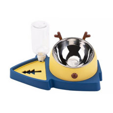 寵物夢工廠 聖誕樹三合一碗 31.8 x 20 x 14cm, 黃藍色, 1個