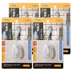 minono 米諾諾 不留痕多用途圓環4件組 5.1 x 4.8 x 2.8, 白色, 1組