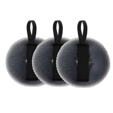 Home Rne乾淨甜甜圈搓澡巾, 1組, 灰色, 3入