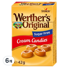 Werther's Original 道地的偉特 無糖奶油糖, 6個, 42g