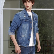 Boy2Man 男款破洞水洗牛仔夾克 KX170A