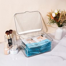 MF스토어 하드 다용도 마스크팩 면봉 화장솜 사무용품 수납 보관함, 투명, 1개 투명, 1개
