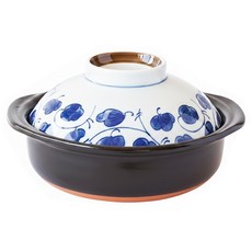 SAJI 佐治陶器 日本製 一人食土鍋/湯鍋 蔦柄款 950g 850ml, 18.5cm, 1個