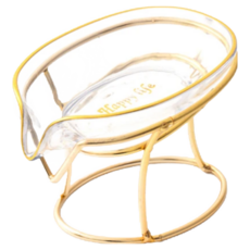 E.dot 輕奢瀝水肥皂架 透明 PET鐵藝 13.5x9.5x10cm, 1個