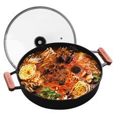 Sisem 電磁爐用一體成形鑄造韓式火鍋煎烤盤, 37cm, 1個, 混色