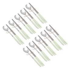 윌리브 304스텐 아모스 파스텔 수저 세트, 그린, 숟가락 + 젓가락, 10세트