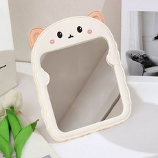 므뮤 귀여운 접이식 화장 거울 탁상거울 16 x 19 cm, 크림캣