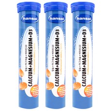 hansal 賀壽 維生素泡騰鈣+鎂+維生素D3, 15顆, 3個