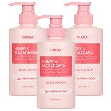 KUNDAL 昆黛爾 蜂蜜澳洲堅果香氛保濕潤膚乳 茉莉木質調香, 500ml, 3瓶