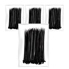 超強力束線帶 200入, 黑色, 4個