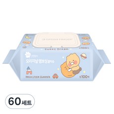 그린핑거 카카오 오리지널 엠보싱 물티슈 랜덤발송 캡형, 40g, 100개입, 60세트