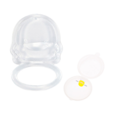 PiYOPiYO 黃色小鴨 抗菌盒 造型固齒器, 附保潔盒, 舒緩安撫，增强智能發展，訓練咬合力，食品級矽膠, 咬環 + 保潔盒, 透明色, 1組