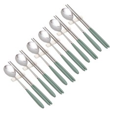 Willive 304不鏽鋼 AMOS 粉彩餐具組, 湯匙 + 筷子, 卡其色, 6套