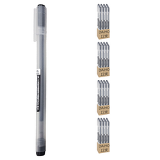 DAIHO 0.38全針管霧桿耐摔大容量中性筆 12入, 黑色, 5盒