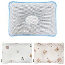 Mong Sure 嬰兒防扁頭防熱疹枕頭 Monggomi 超細纖維 + 隨機枕套 2件組, 小熊, 1套