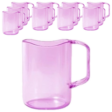 葉子小舖 透明漱口杯 300ml 粉色 透明杯身設計 握感舒適, 10個