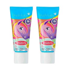 brush-baby 獨角獸木糖醇牙膏，天然草莓口味, 50ml, 2條