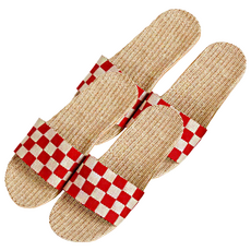 THE ZAKKA 亞麻格紋客廳鞋, 紅色, 2組