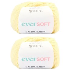 YEONIL Eversoft羊毛 編織線, 01 奶油黃, 2個