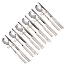 Willive 304不鏽鋼 AMOS 粉彩餐具組, 湯匙 + 筷子, 灰色, 6套