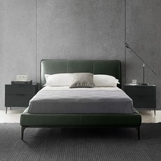 까사미아 로베르 가죽 침대 프레임 단품 방문설치, 그린