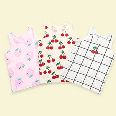 Uni FRIend 女童款Peach&Cherry系列印花背心 3件組