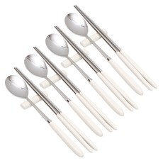 Willive 304不鏽鋼 AMOS 粉彩餐具組, 湯匙 + 筷子, 象牙白, 4套