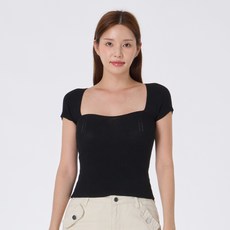 Elsso 女款深方領修身短袖T恤