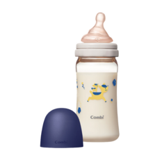 Combi 康貝真實含乳寬口PPSU奶瓶, 日本製, 7度吸吮角度, 仿母乳複孔設計, 藍色, 240ml, 1個