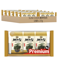 SUNI COOK 順伊奶奶 海苔 原味 經典禮盒, 81公克, 韓國原裝進口, 27g, 18袋