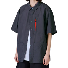 KZM OUTDOOR j11 多口袋短袖襯衫 碳灰 寬鬆休閒 尼龍材質, L, 1入