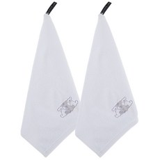 TR테디베어 캐릭터 업소용 다용도 가벼운 미용수건 30수 70g, 2개, 화이트