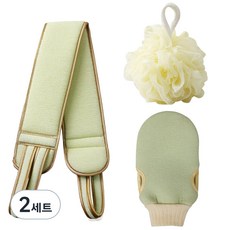 코지웰 沐浴巾 搓背巾 搓澡手套 沐浴球 3件組 WA5044, 綠色, 2套