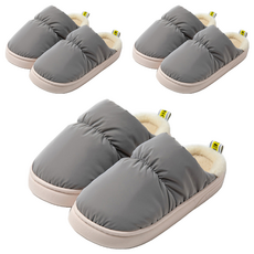 EVER HOUSE 柔軟厚底防水毛絨拖鞋 室內拖鞋, 灰色, 3個